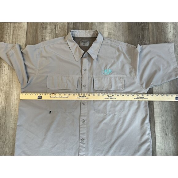 Mossy Oak Fishing Shirt Men's Size XXL Button up Short Sleeve Gray - Picture 11 of 14